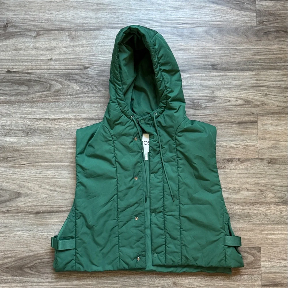COS Forest Green Padded Hooded Gilet One Size - Picture 8 of 9